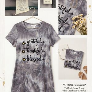 Gray Tie-Dye Midi Dress - Grateful Thankful Blessed